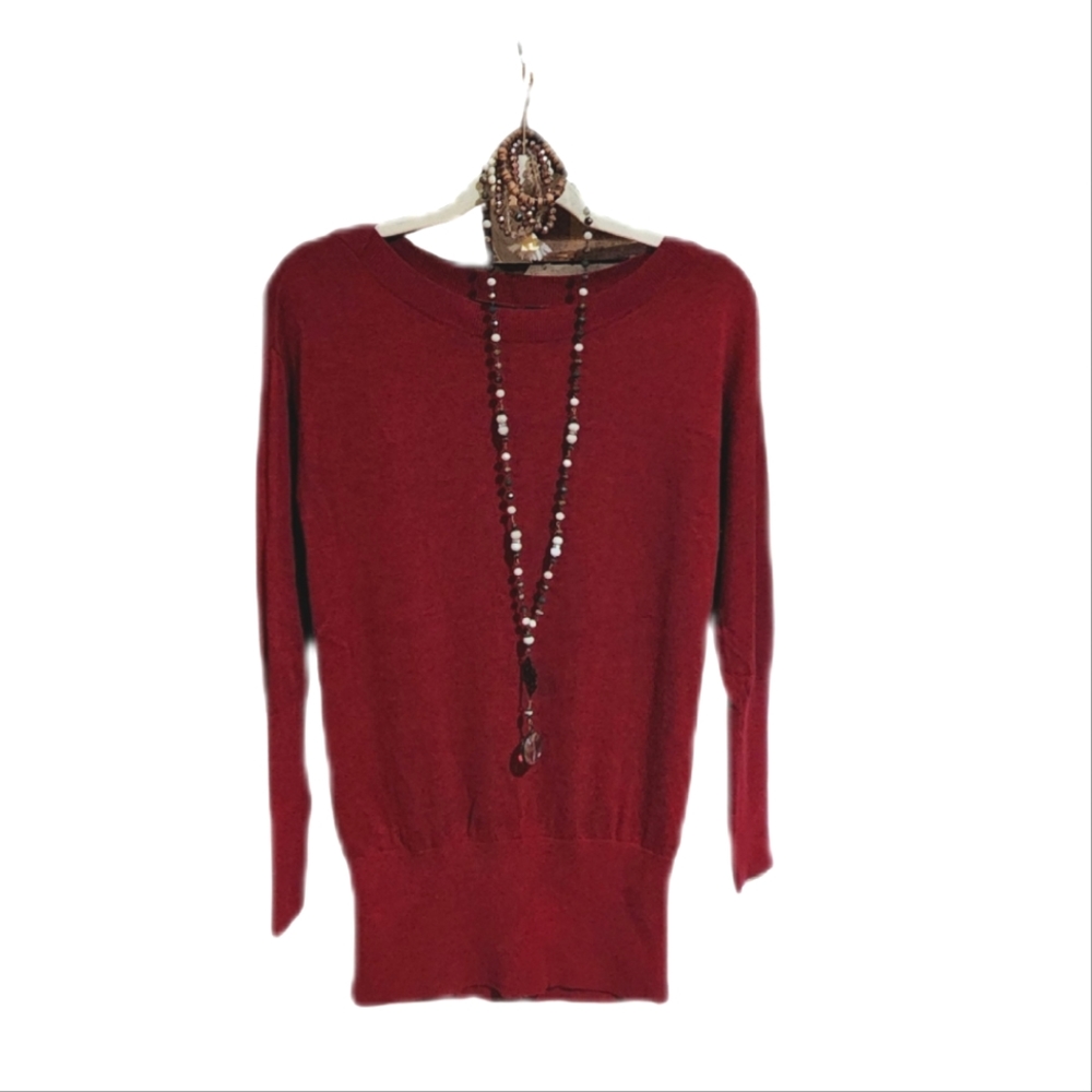 White House Black Market, WHBM Women's Fitted Pullover Sweater, Small, Burgundy
